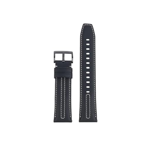 ZXZVRUHMC Correa de cuero de 18 mm y 22 mm compatible con Huawei Watch GT 5 Pro de 42 mm, GT6/GT5/GT4 de 41 mm y 46 mm. Correa de reloj de moda for hombre y mujer.(Black-Black,For Huawei GT4 46mm)