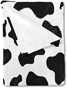 Baby Toddler Cow Gift Blankets Girl Soft Flannel Swaddle Blanket Cute Cow Dots Receiving Throw Newborn Nursery Bed Cover Carseat Stroller Crib Black and White 30x40