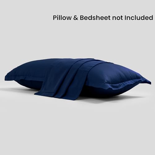 Image of HOMEMONDE 210 TC Premium Cotton Pillow Covers | Regular Pillow Cases | Only 1 Piece Pillow Cover (Navy Blue, 17 x 27 Inches)