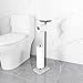 FEILERN Toilet Paper Holder Stand for Bathroom Floor Standing Toilet Roll Dispenser Storages 4 Reserve Rolls, with Top Storage Shelf for Cell Phones, Wipe, Wallet and More(Marble Black)