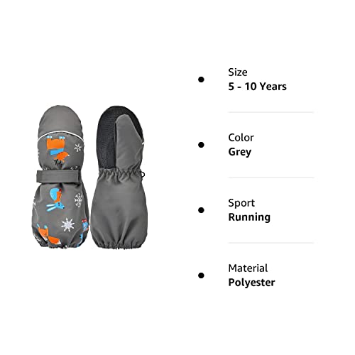 Satinior Kids Ski Mittens Winter Snow Waterproof Mittens Toddler Gloves Warm Windproof Mittens For Boys Girls (Grey,1-4T) #TOP7