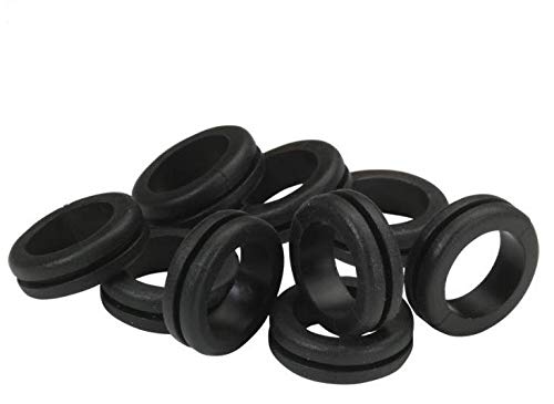 Image of K M Electronics® 10 X 20MM Open Black Rubber Metal Back Box Cable Wiring Grommets