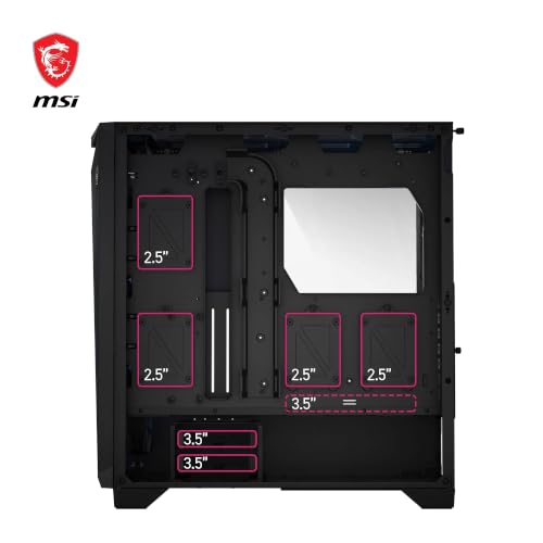 Image of MSI MPG GUNGNIR 300R Airflow Mid-Tower PC Case - E-ATX Capacity, 4 x 120 mm ARGB Fans with Hub Controller, Vertical GPU Support & Stand, Dust Filters, Cable Routing, USB Type-C (20Gbps)