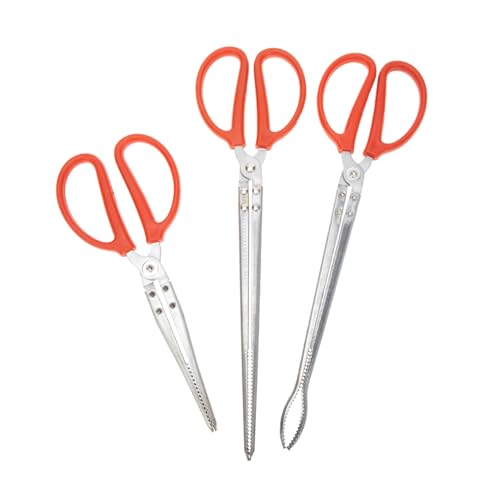 Toyvian 3 pezzi Pinze Professionali in Acciaio Resistente per Cattura Granchi Aragoste e Anguille Strumento Antiscivolo Multifunzionale per Pesca e Pulizia Acquario Dritte e Curve