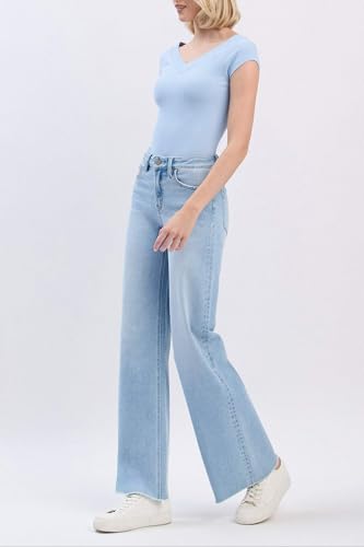 Vervet Denim - High Rise Hem Wide Leg Jeans - T66882