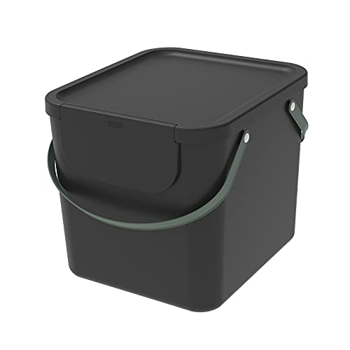 Rotho Albula Mülltrennungssystem 40l für die Küche, Kunststoff (PP) BPA-frei, schwarz, 40l (39.8 x 35.8 x 33.9 cm)