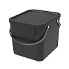 Rotho Albula Mülltrennsystem Küche, Kunststoff (PP recycelt), schwarz, 40l, (39,8 x 35,8 x 33,9 cm)