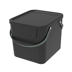 Rotho Albula Mülltrennsystem Küche, Kunststoff (PP recycelt), schwarz, 40l, (39,8 x 35,8 x 33,9 cm)