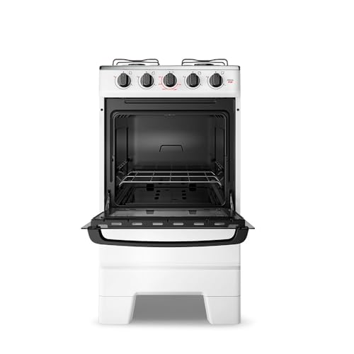 Fogão a Gás Mesa Inox e Forno 50L Limpa Fácil Esmaltec IDEAL POP F4ISB Cor Branco 4 bocas
