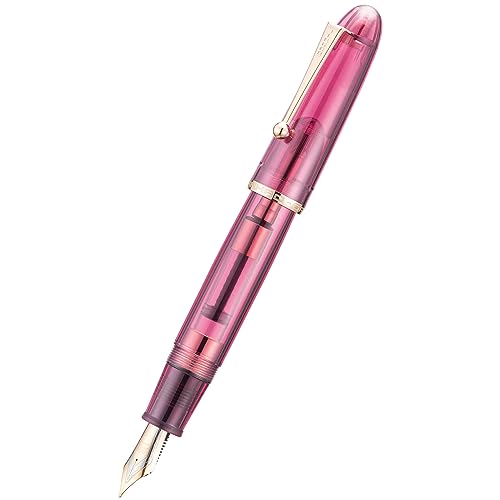 Image of Jinhao 9019 Dadao Series Fountain Pen Transparent Wine Red Acrylic Gold Edge #8 Medium Nib with Large Converter for Writing, Signature and Calligraphy