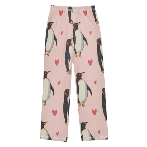 Pajama Bottoms, Pajamas Pant Cute Penguins Hearts Lounge Wear Casual Pink Sleep Long Pants Soft Pjs Sleepwear