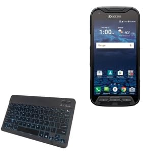 BoxWave Keyboard Compatible with Kyocera DuraForce Pro - SlimKeys Bluetooth Keyboard - with Backlight, Portable Slim LED 7 Colors - Jet Black