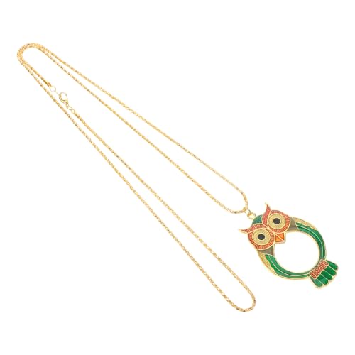 FRCOLOR Collier Pendentif Hibou 10x Loupe à Bijoux en Métal Vintage, Breloque Décorative pour Lecture, Accessoire Vestimentaire Femme, Chaîne Longue pour...