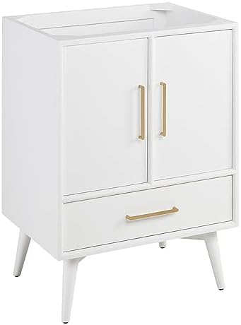 Signature Hardware 484989 Novak 24" Freestanding Mahogany Single Basin Vanity Cabinet - Cabinet Only - Less Vanity Top - Bright White