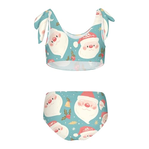 Ho Ho Ho Pattern Funny Christmas Girls 2 Piece Kids Bikini Set Scoop Neck Swimsuit Swimming Suits Adjustable Strap2