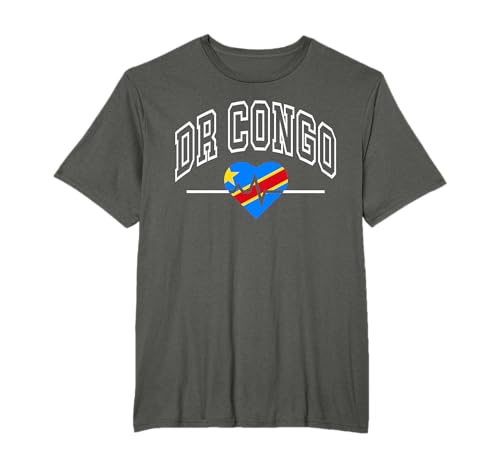 DR Congo Flag Vintage Throwback Heartbeat T-Shirt