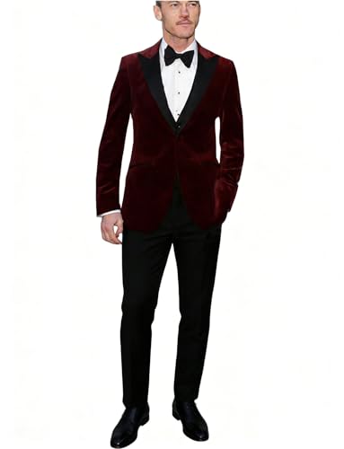 Hommes veste et pantalon coupe ajustée en flanelle un bouton