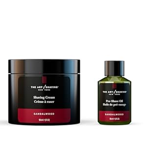 The Art of Shaving Sandalwood Pre-Shave Bundle – Shaving Cream for Men 5 oz, & Pre-Shave Oil for Men 2 oz – For a Close, Comfortable Shave – Safe for Sensitive Skin
