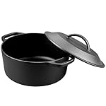 Pre-Seasoned Cast Iron Dutch Oven with Lid, Round and Dual Handles, for Stovetop, Camping, Grill, Induction, Electric, Black, 3 qt - Image 5