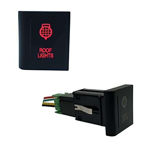 Image of Red Led Car Push Button Switch with Wires for VW Volkswagen Amarok 3Amp 12V (ROOF Lights-Left Side)