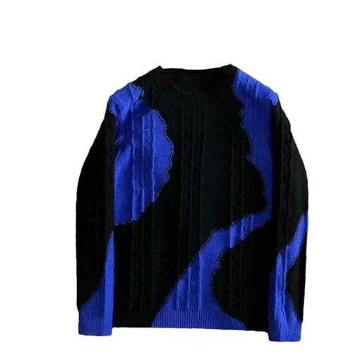 Autumn Winter Round Neck Long Sleeve Contrast r Pullovers Men's Clothing Casual Korean Knitting Tops