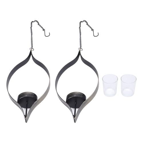 FAUOSWUK 2 Pcs Wall Candle Holder Set, Metal Black Candle Sconces Wall Decor, Vintage Decorative Hanging Iron Wall Candle Sconce Holder for Home,Living Room, Dining Room