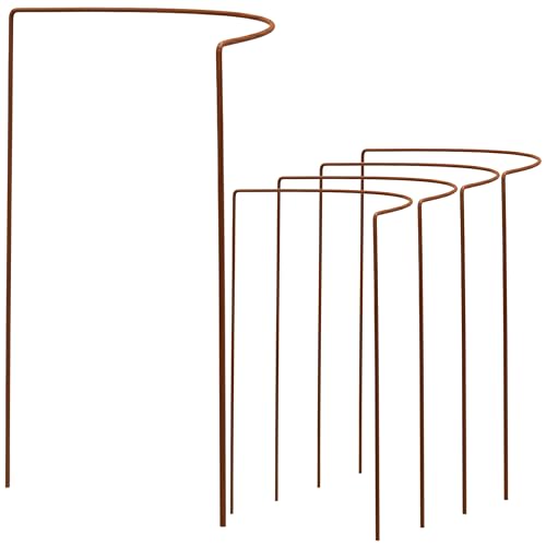 10 STÜCK Pflanzenstütze Staudenstütze halbrund Edelrost - Ø38cm - 100cm hoch aus 5mm unbehandeltem Stahldraht - Rost Roheisen Buschstütze Staudenstütze Pflanzbogen Staudenhalter Rankhilfe Pflanzenring