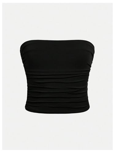 Image of Milumia Girl's 2 Pack Tube Top Ruched Strapless Sleeveless Bandeau Tops
