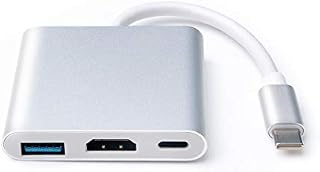 3 in 1 USB C to HDMI Adapter 4K, DEMKICO Converter Adapter Hub Type C Adapter with USB C Charging Port , USB 3.0 Port Compatible With Macbook/Surface Book 2/Chromebook Pixel/Dell XPS13 and More