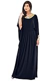 KOH KOH Plus Size Womens Long Kaftan Caftan Flowy Casual Abaya Summer Evening Formal Party Bohemian Maternity Modest Moroccan Muslim Fancy Gown Gowns Maxi Dress Dresses, Dark Navy Blue XL 14-16