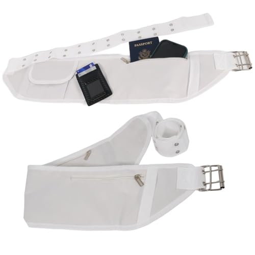 Ultimate Ahram Ihram Belt for Hajj & Umrah – Premium Adjustable Design with Phone Holder, Safe Zipper Pockets & Anti-Slip, Fits Up to 50” Waist, White