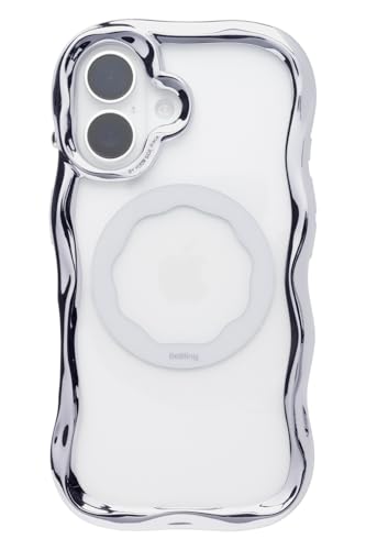 iFace BeBling Wave MagSynq iPhone 16 �Ή� �P�[�X �N���A MagSafe�Ή� (�V���o�[)�y iPhone16 �J�o�[ �A�C�t�F�C�X �ϏՌ� �}�O�Z�[�t �E�F�[�u �L���L�� ���� �N���A�P�[�X �z