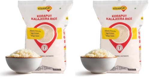 Image of KisaanSay Koraput Kalajeera Rice 2KG | Diabetic Friendly | Low GI I Low Sugar I Non GMO I Tribal Grown I Aromatic I Tasty (Pack of 2)