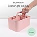 BLUE GINKGO Stackable Organizer Caddy – Korean-Made Portable Tote for Bathroom, Office, Crafts, or School Supplies (Rectangle, Pink)