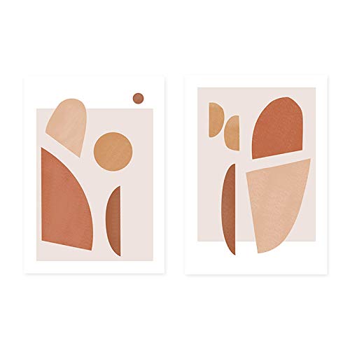 Art mural abstrait géométrique beige décoration intérieur salon scandinave 60x80