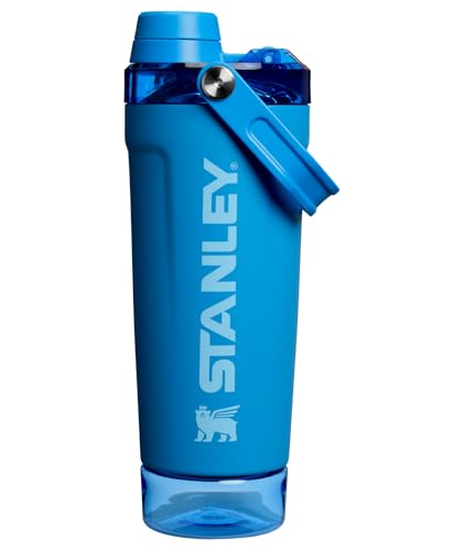 Image of STANLEY Vitalize Shaker Bottle 20 oz | Leakproof Insulated Stainless Steel Shaker Cup | Base Storage and Twist On Fast Flow Lid | Protein Shakes and Pre Workout Powder | BPA-Free | Azure