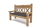 OUTFLEXX Gartenbank, große Sitz-Bank in Natur rustikal gebürstet, Gartenbank aus Teak-Holz, Holzbank ca. 160x73cm