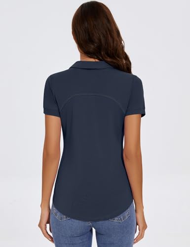 Image of TFSDOD Womens Golf Polo Shirts Collared Short Sleeve T Shirt Lightweight Moisture Wicking Polo Casual 3 Buttons Outfits