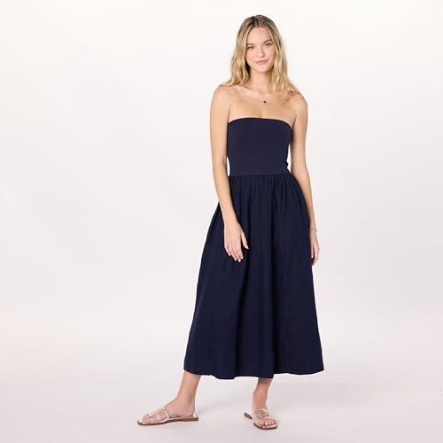 Image of The Drop Womens Hellen Strapless Mixed Media Maxi Dress