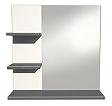 Meuble en Kit, à monter Berlioz Creations Mm Gris Colonne Salle de Bain, 60 X 60 X 16 cm, 3 Tablettes + 1 Miroir, Fabrication 100% Française