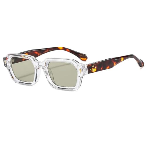 Lunettes de soleil punk dégradées transparent-vert rétro UV400 pour un look branché
