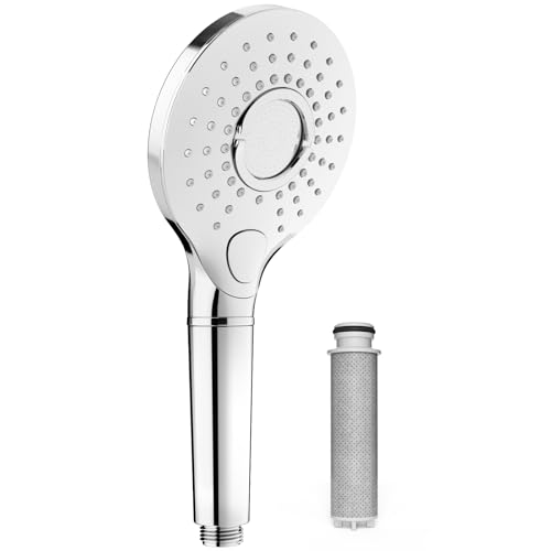 Rainsworth Pommeau de Douche avec Filtre H36807, Douchette Douche Salle de Bain, Pomme de Douche Haute Pression, Pommeau de Douche Anti Calcaire, Adoucissement de l'Eau Dure, Chrome