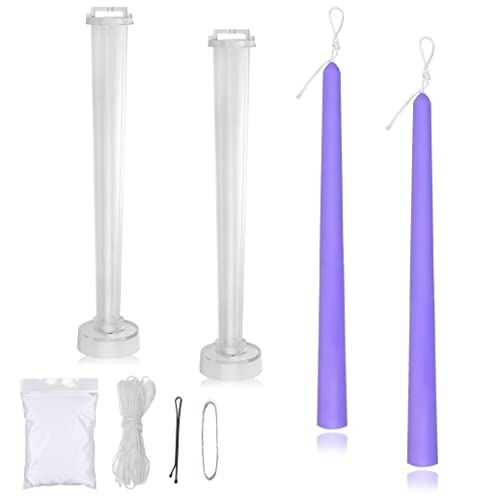 MILIVIXAY 2pcs Taper Candle Molds -Height: 9.84 inch,Top Diameter:0.50 inch,Bottom Diameter:0.87 inch-30 ft. of Wick,a Lead Wire and 2pcs Wick Clips Included as a Gift