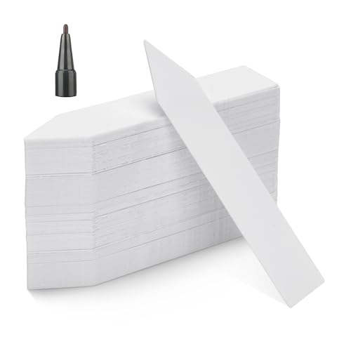 KINGLAKE étiquette en plastique pour plantes 100 pièces, étiquette de jardin en plastique blanc 10x2cm