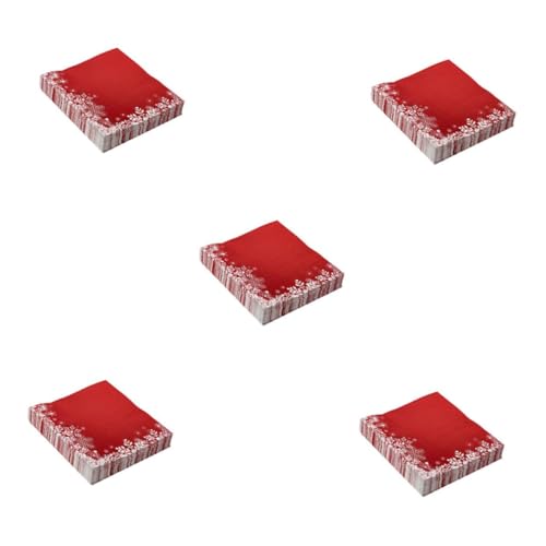 OHPHCALL 5 Juegos Servilletas Navideñas Servilleta De Papel De De Nieve Servilletas De De Nieve Dorado Tejido De Fiesta Mantel De De Nieve Tejido Delicado Rojo 20 Hojas * 5
