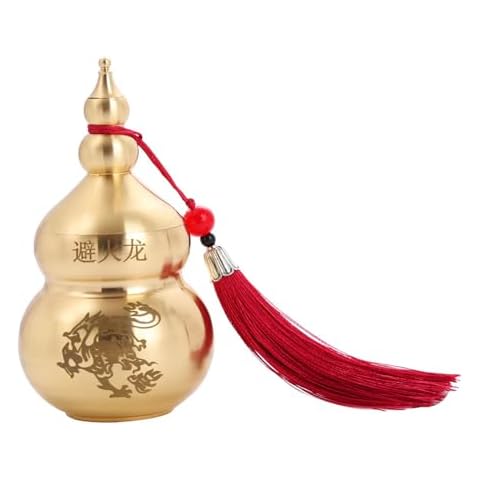 Feng Shui Chinese Brass Hu Lou Pumpkin, Statue Home Decoration Table Bookshelf Ornaments, Lucky Protection Figure Happy Hu Lu Decoration Retro Wu Lou Lucky Amulet Lucky Charm for Office Cover