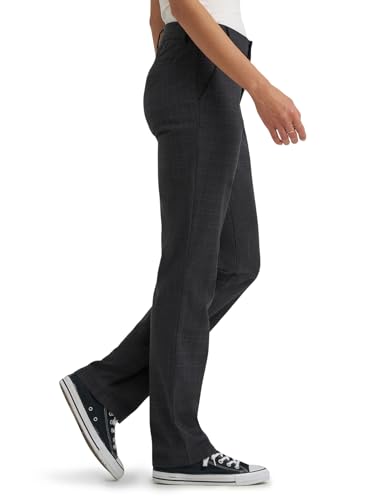 Lee Women's Wrinkle Free Relaxed Fit Straight Leg Pant, Black/Static Gray Plaid2