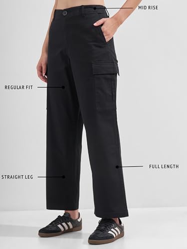 Image of Tokyo Talkies Pure Cotton Straight Wide Leg Cargo Pants |Relaxed Fit Utility Trousers