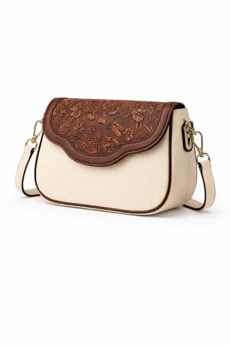 Image of Floral Embossed Crossbody Sling Bag Small Shoulder Handbag for Daily Use Travel & Shopping Phone Purse with Adjustable Strap Lightweight Trendy Bag for Ladies & Girls