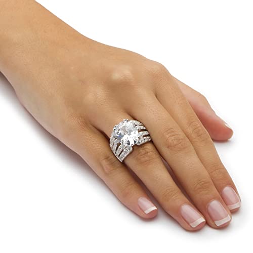 PalmBeach Sterling Silver Oval Shaped Cubic Zirconia Engagement Ring Sizes 7-123